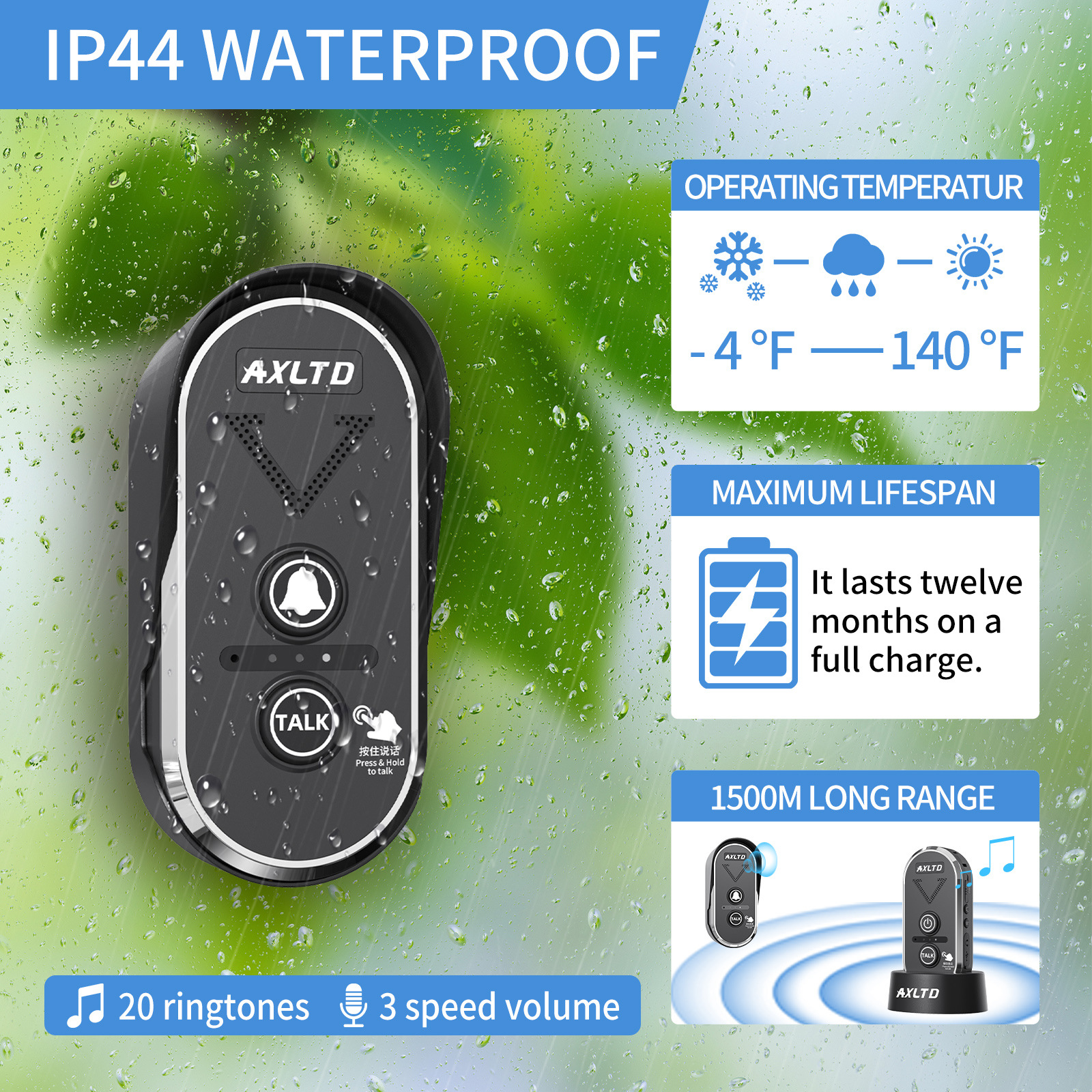 Cross-Border Wireless Voice Intercom Doorbell Telephone Call System Building Pager Home Commercial Non-Visual Smart