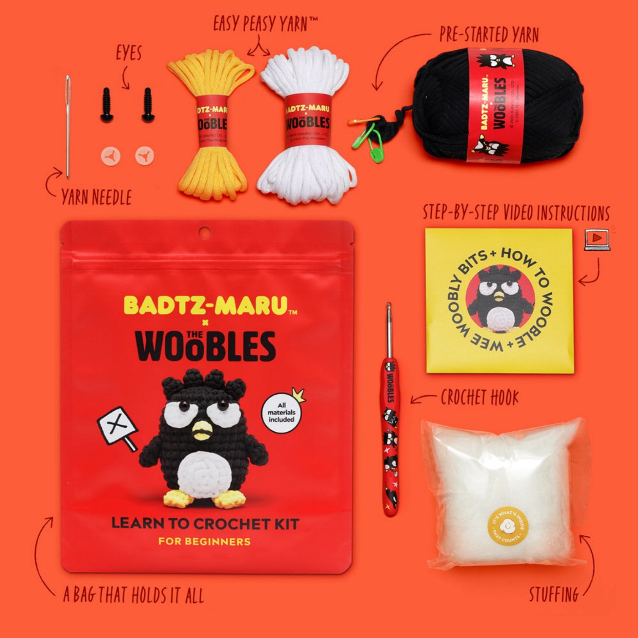 Cross-Border Hot-Selling New Hand-Woven Crochet DIY Material Package Set English Tutorial Video