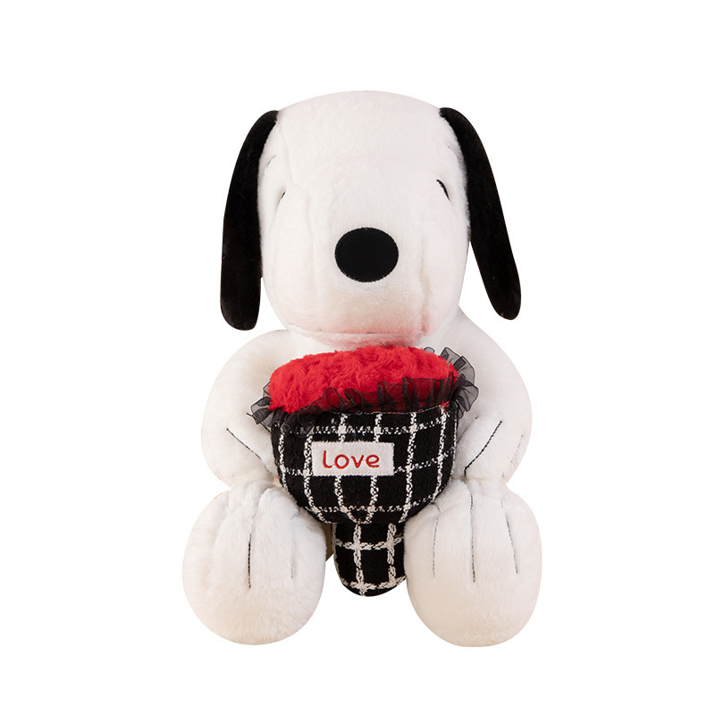 New Flower-Hugging Snoopy Plush Toy Valentine's Day Love Snoopy Doll Doll as a Holiday Gift for Girls