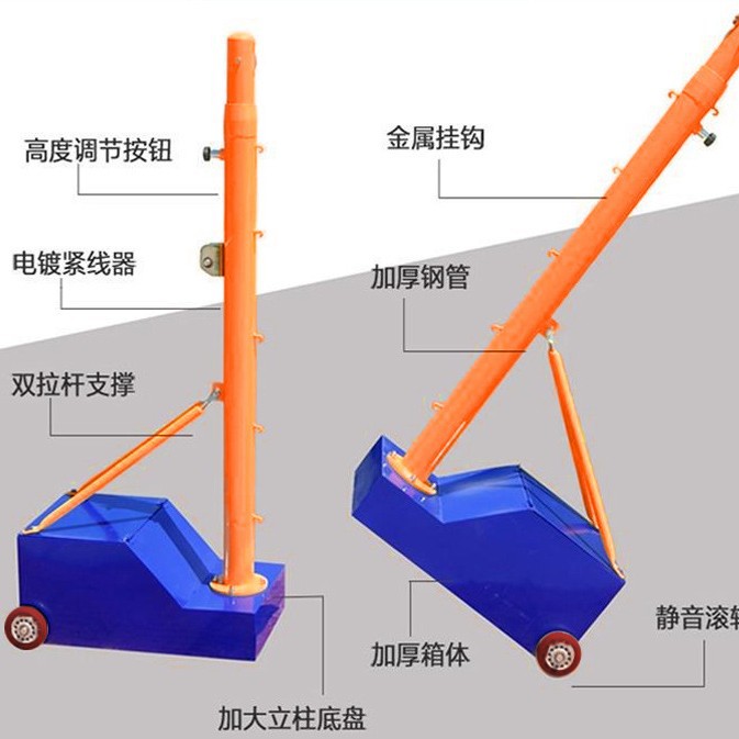 Volleyball Rack Three-Purpose Net Column Standard Mobile Badminton Rack Air Volleyball Rack Eight-In-One Tennis Column