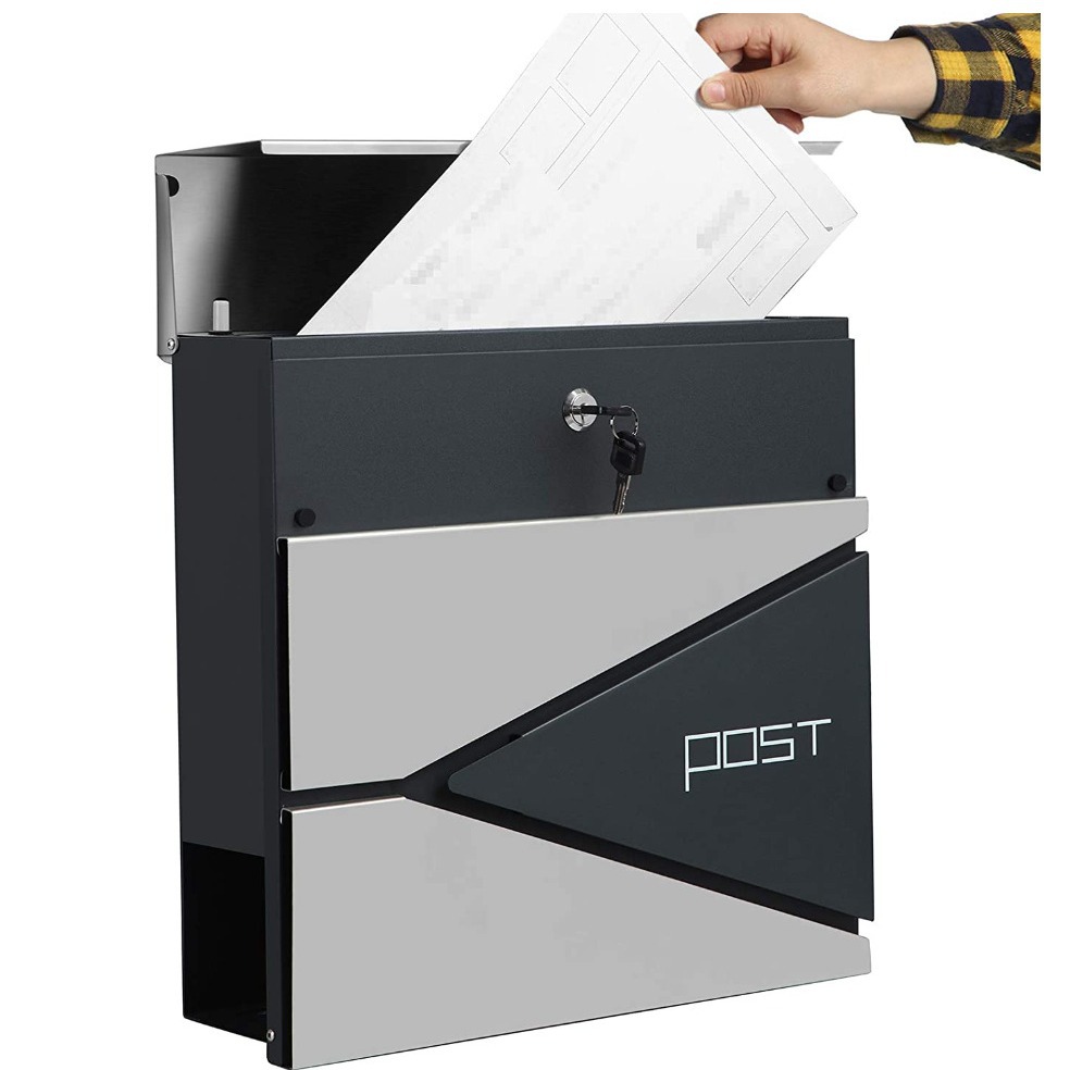 Factory direct modern mailbox stainless steel wall-mounted with newspaper rack post office box easy to install storage box