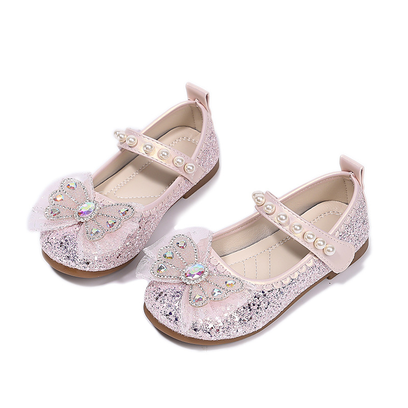 Girls' Princess Shoes 2025 Spring and Autumn Girls' Aisha Crystal Shoes New Year's Day Performance Children's Soft-soled Leather Shoes Baby Shoes