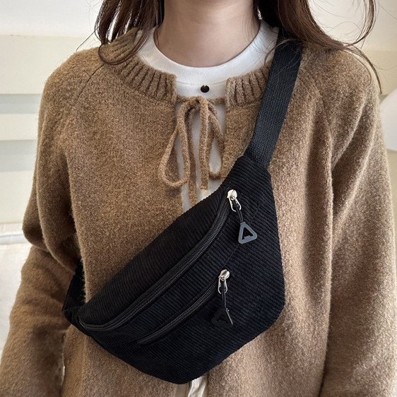 Кросс-бодер легкая поясная сумка новая вельветовая повседневная женская многофункциональная сумка через плечо универсальная модная простая сумка для груди велосипедная сумка