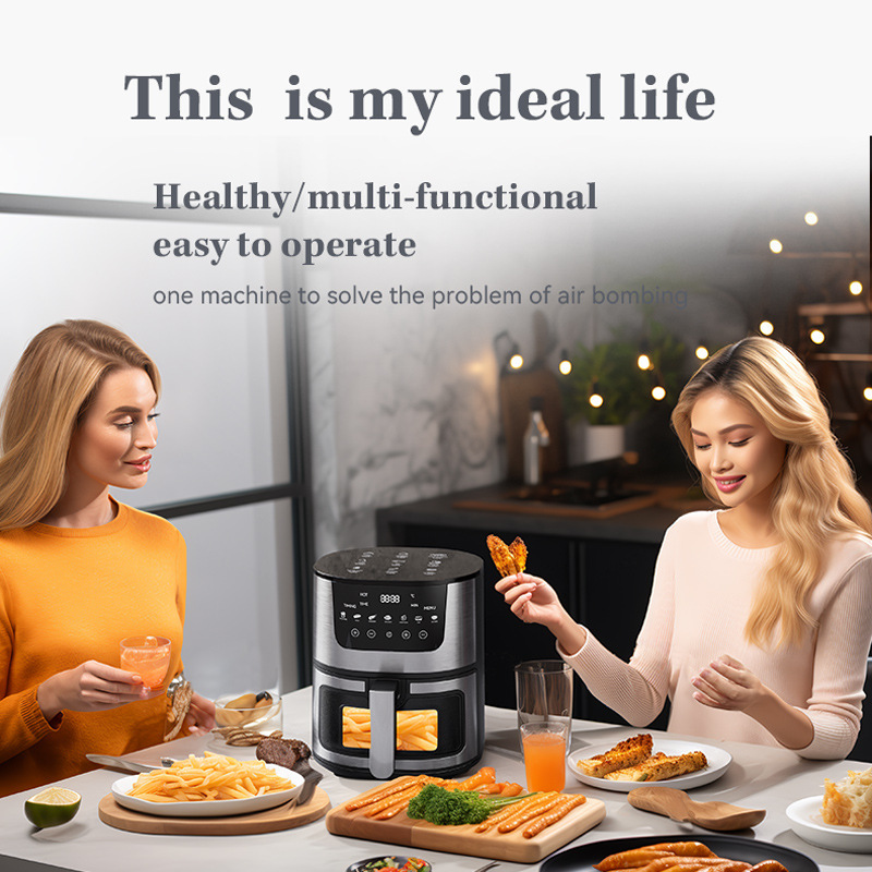 Cross-Border Roasted Chicken and French Fries Visual Amazon Air Fryer Multifunctional Fully Automatic Flip-Free Oil-Free Electric Fryer