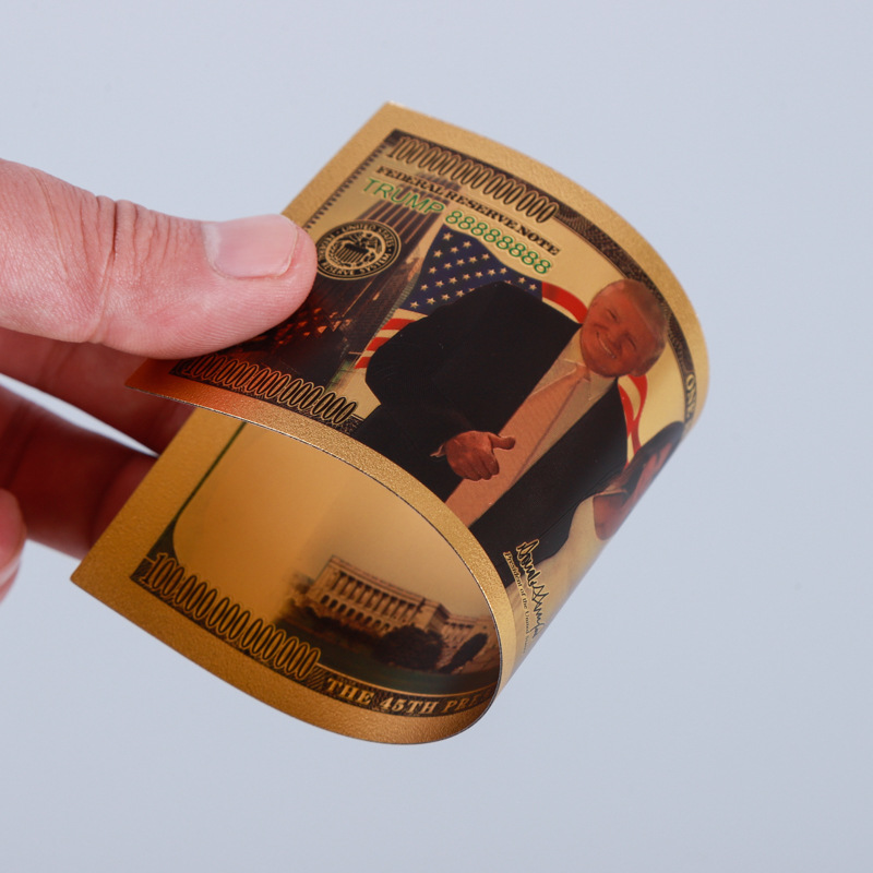 Manufacturer's Supply Plastic Gold Foil Banknotes Colorful Dollar Collection Coins Toy Props Coins Creative Commemorative Banknotes Wholesale