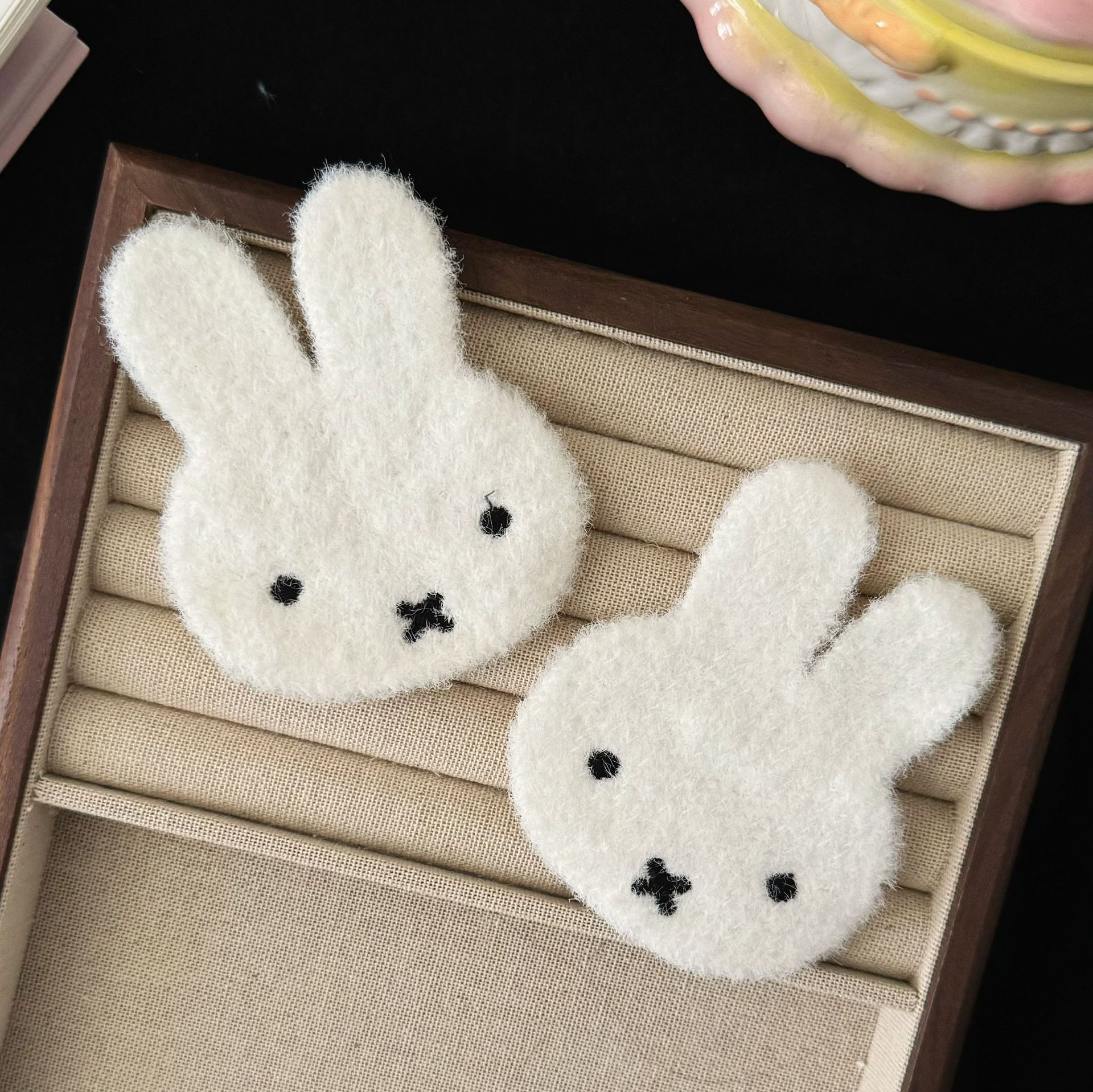 Трикотажная заколка с мультяшным кроликом Миффи, наклейка для челки, бесшовная заколка с липучкой, аксессуары для волос для девочек