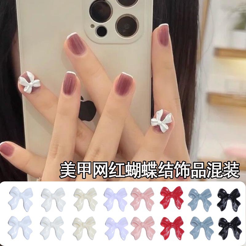 Ribbon Light Luxury Ins Style Bow Nail Art Jewelry Solid Color Ribbon Nail Decoration Explosive Accessories Wholesale