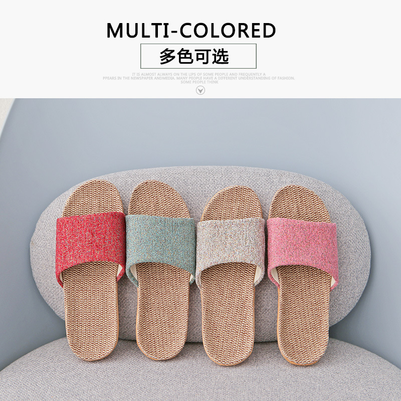 New linen slippers women's home indoor non-slip lovers Four Seasons floor slippers manufacturers wholesale wear-resistant sandals