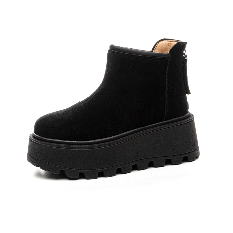 European Snow Boots for Women 2025 Winter Casual Fashion Versatile Low-Cut Thick-Soled Thick Velvet Warm Short Boots Back Zipper Women's Boots