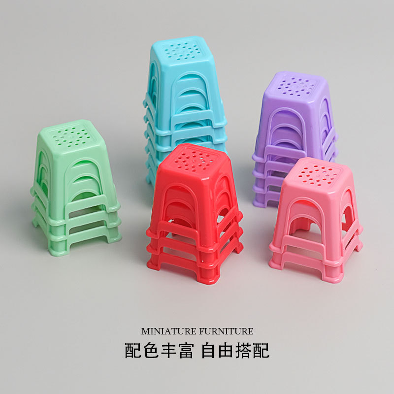 Miniature Guangdong Province Stool Simulation Small Chair Plastic Stool Model Food Toy Dollhouse Accessories Miniature Scene