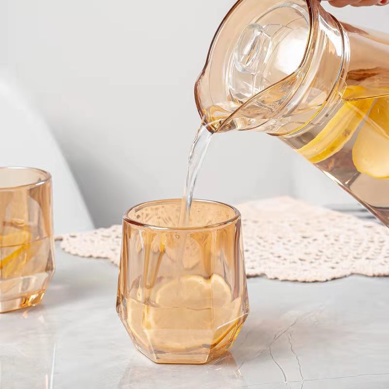 Wholesale Light Luxury Cold Water Kettle, Household Large-Capacity Cold Water Kettle Set, Electroplated Hexagonal Water Set, Opening Gift