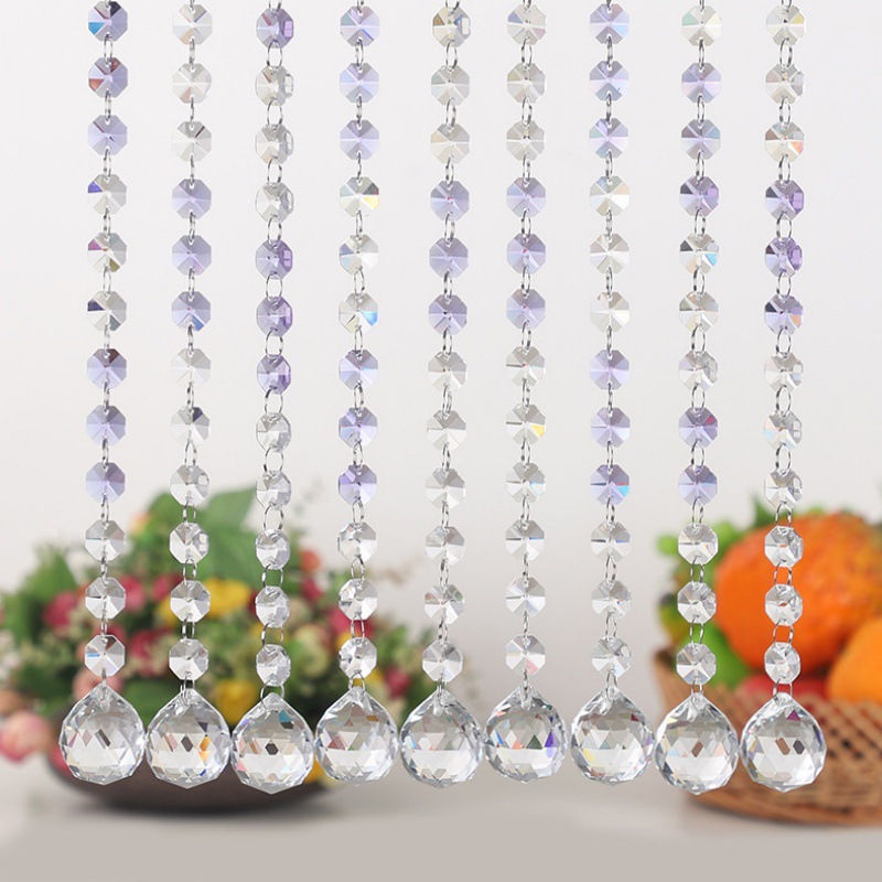 Cross-border Transparent 14mm Octagonal Bead Curtain Wedding Bead Curtain Pendant Road Acrylic Crystal Bead Chain Wedding Arrangement