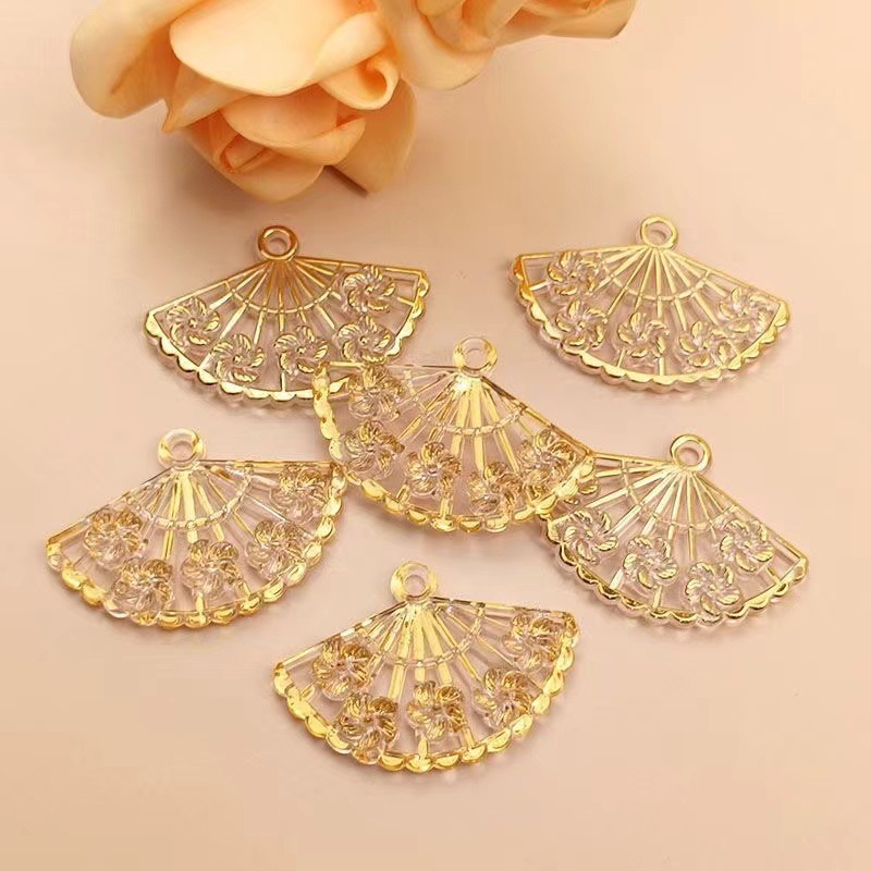 Акриловые прозрачные цветочные элементы с бронзированным краем и веером Пномпеня для ручной работы, антикварная заколка для волос, аксессуары для серег