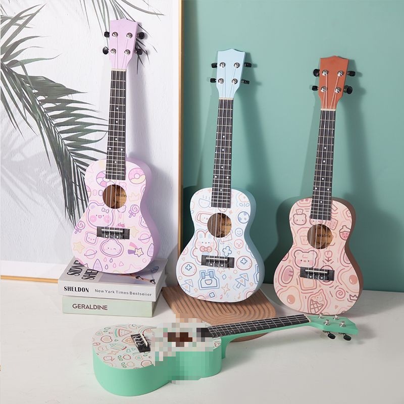 Ukulele for Beginners, Adult Male and Female Students, Kidsren's Small Guitar, Zero-Based Entry-Level Musical Instrument, Mahogany Graffiti