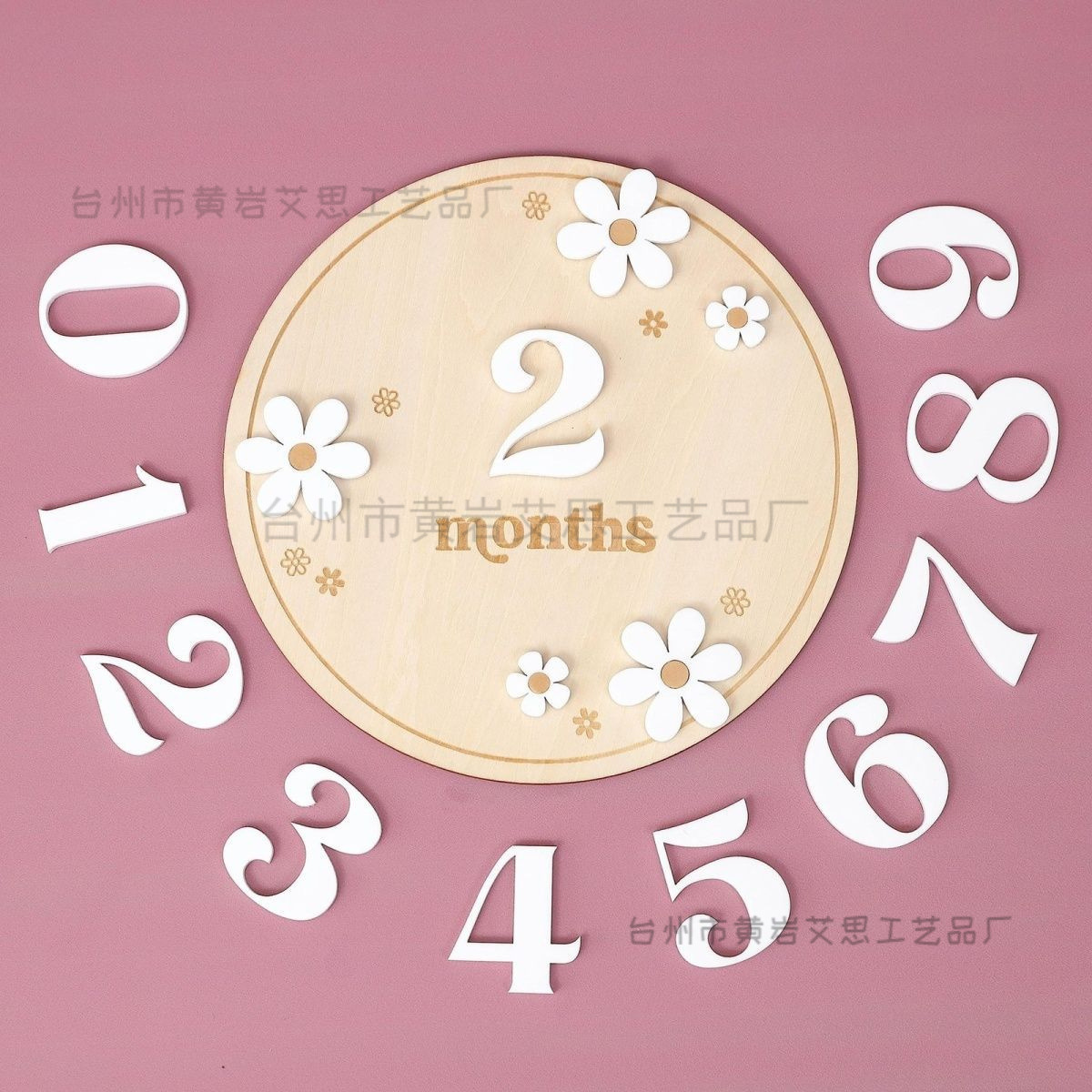 Cross-Border Baby Milage Card Birth Month Card DIY Wooden Photo Props Daisy Commemorative Card Photography Props