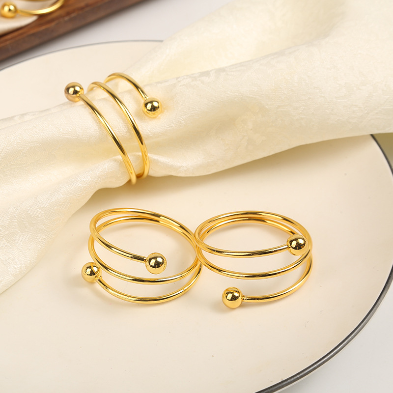 Light Luxury New Style Special Western Restaurant Dining Table Hotel Hotel Wedding Table Square Napkin Buckle Metal Ring Wholesale