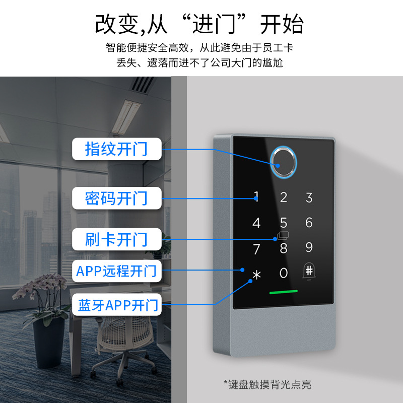 All-in-one WiFi fingerprint card access control all-in-one mobile phone APP password waterproof access control good room housekeeper TTLOCK