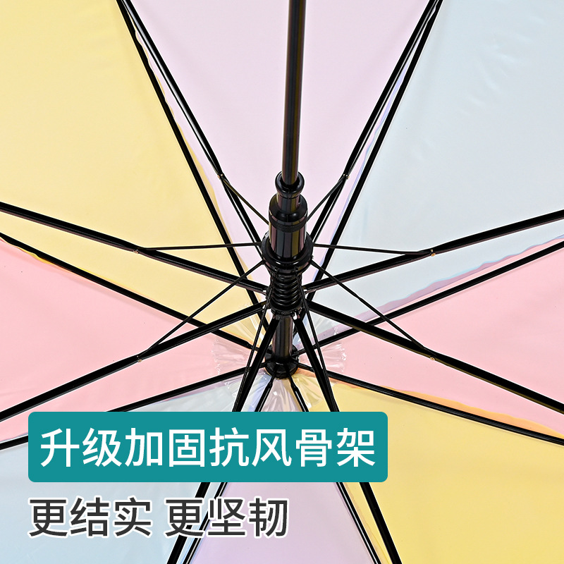 Small Fresh Straight Automatic Transparent Umbrella Transparent Umbrella Ladies Student Rainbow Umbrella Advertising Transparent Umbrella Wholesale Manufacturer