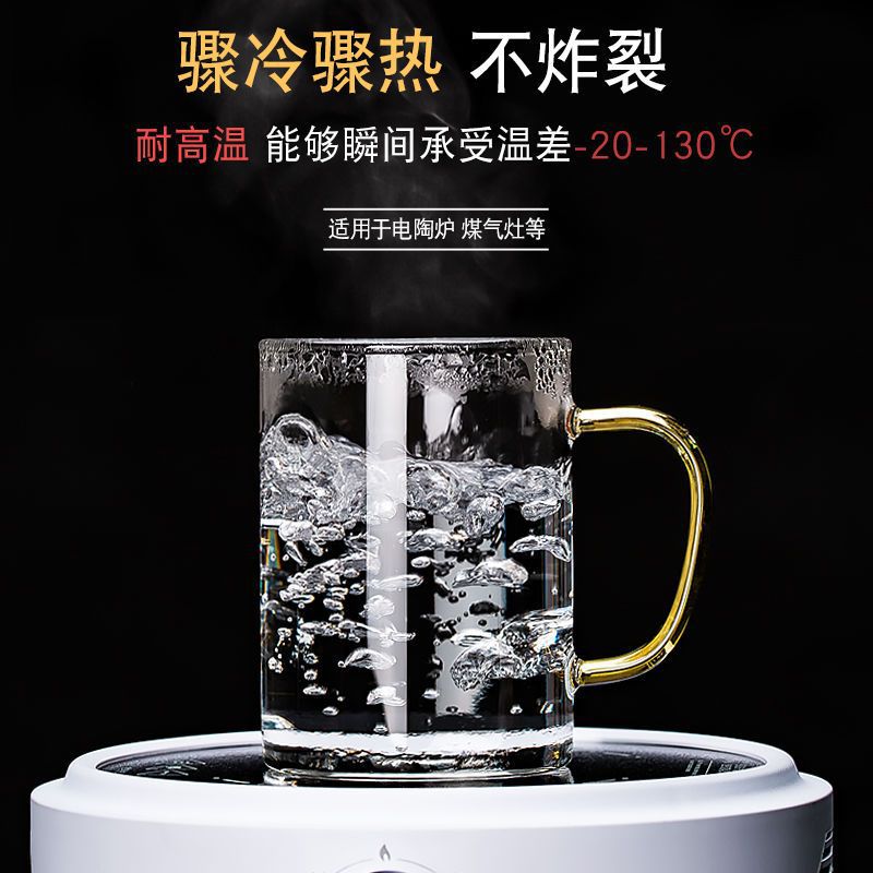 Glass Cup with Handle, Heat-Resistant Simple Milk Cup, Drinking Cup, Home Living Room Tea Cup, Milk Tea Family Cup Set