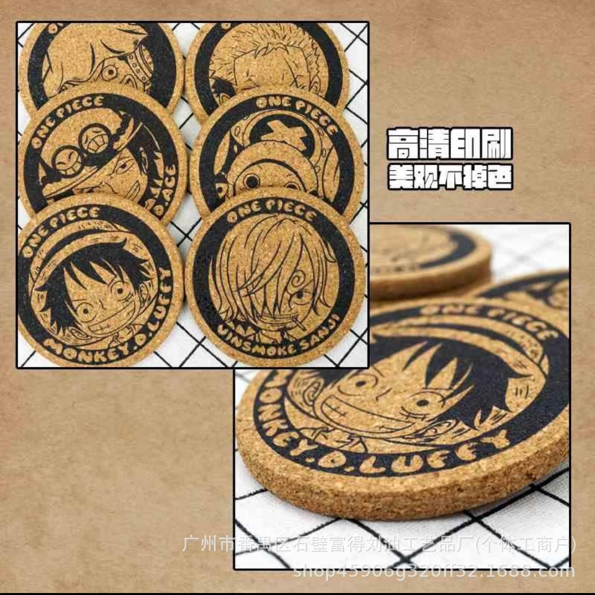 Customized Cork Silk Screen Coasters with Pictures and Manuscripts, Round Insulated Cork Table Mats, Pure Cork Tea Coasters