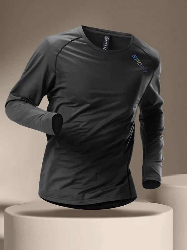 Sports Tights Men's Long-Sleeved Sports Bottoming Tops Running Fitness Intimates Training Clothes Autumn and Winter Warm Mountaineering