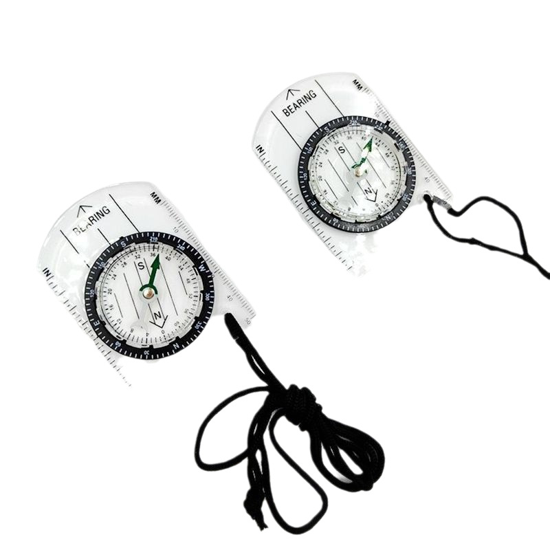 Outdoor transparent mini acrylic scale compass map scale lanyard North needle factory direct sales