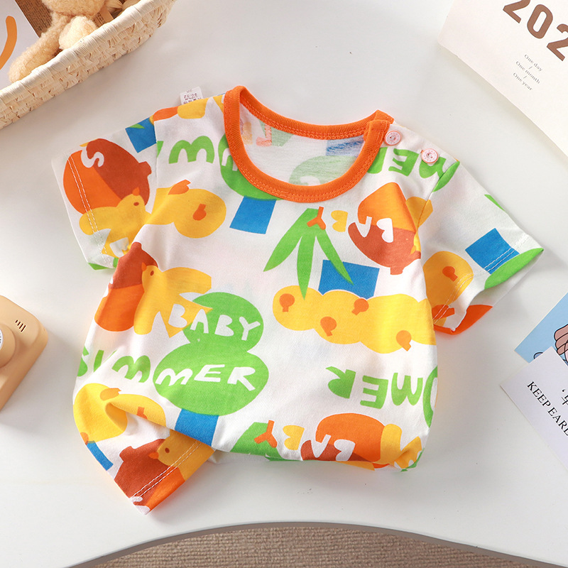 Новая футболка для девочек, хлопковая, короткий рукав, летняя, класс А, полурукав, впитывающая пот, оптовая продажа детской одежды