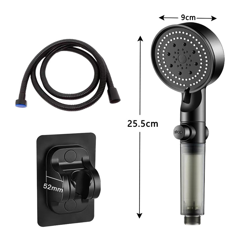 Черная насадка для душа с пятью скоростями фильтр-усилитель мощная насадка для душа универсальная визуальная насадка для душа в ванной