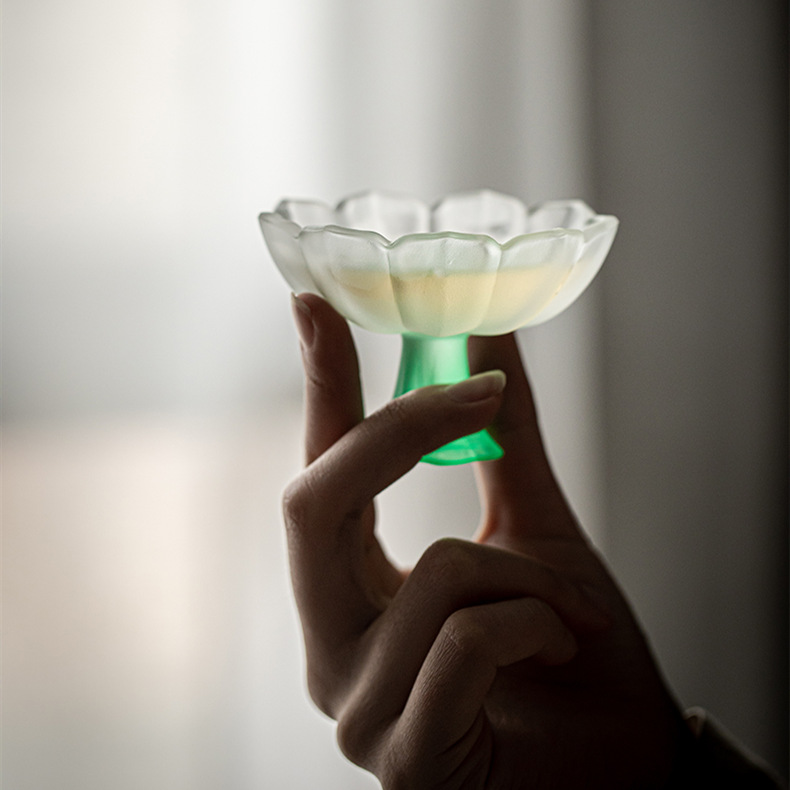 Glass Lotus high-foot tea cup Master Cup ladies tea cup single cup tea cup Lady Cup goblet Imitation Song retro