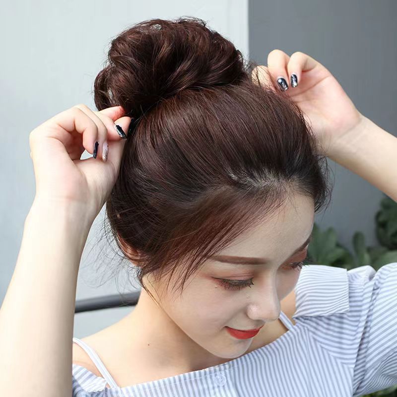 In-Stock Curly Hair Bun Wig Realistic Hair Ring Curly Hair Bun Fluffy Updo Hair Accessory Hair Ring