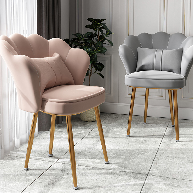 Internet Celebrity Petal Chair Bedroom Simple Pink Flannel Makeup Chair Dressing Table Nail Petal Chair Backrest Dressing Chair