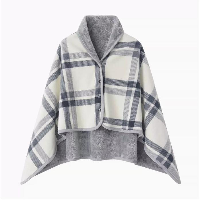 Buckle Shawl Blanket, Skin-Friendly Office Thickened Student Dormitory Lunch Break Blanket, Buckle Thickened Cloak Blanket