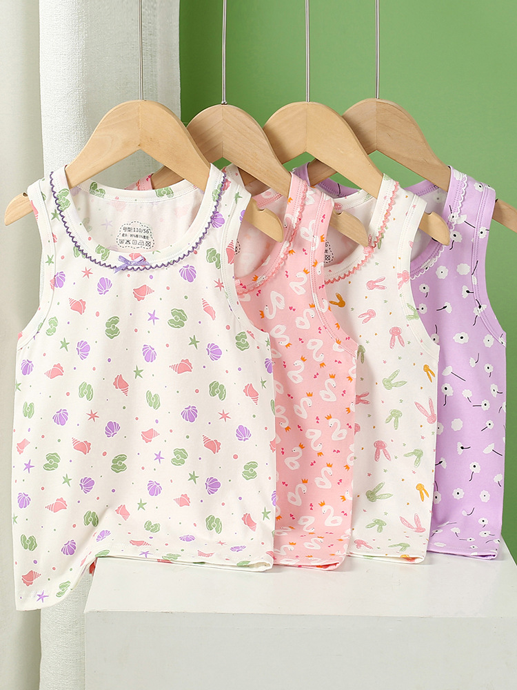 Girls' Vest Pure Cotton Camisole Women's Bottoming Inner Wear Sleeveless Top Baby's Outer Wear Children's Vest Boys' Top