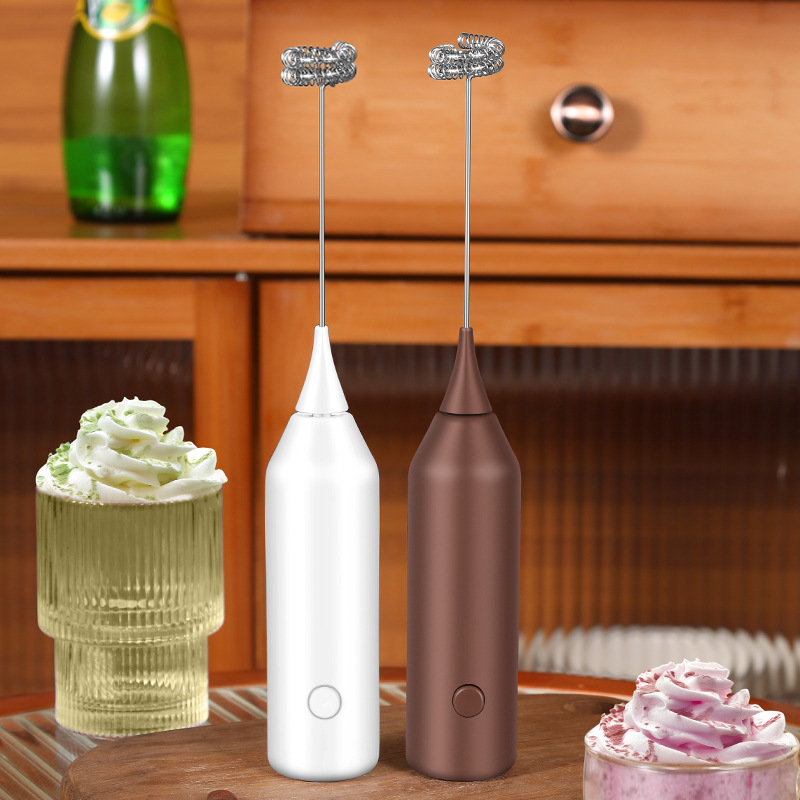 Cross-Border Milk Frother New Handheld Electric Abs Printable Logo Coffee Frother Machine Small Electric Milk Frother