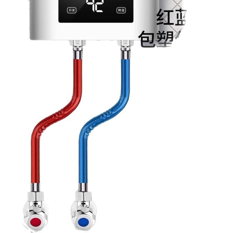 304 Stainless Steel Corrugated Pipe 4-Point Connection Water Heater Toilet Hot and Cold Inlet and Outlet Pipes High Temperature and High Pressure Resistant Hose