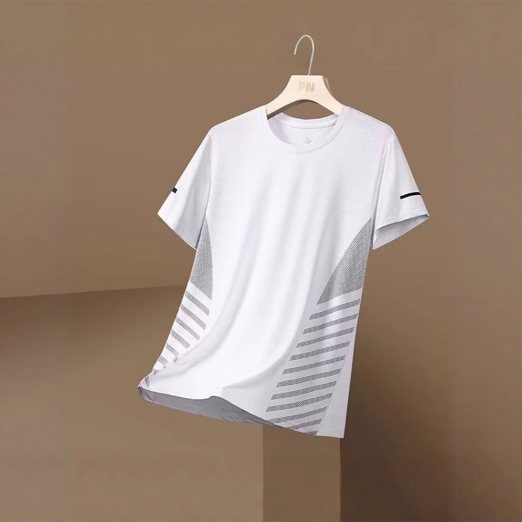 Оптовая сетчатая футболка с коротким рукавом из ледяного шелка для мужчин, летняя, быстросохнущая, тонкая, дешевая, дышащая, полуперчатая