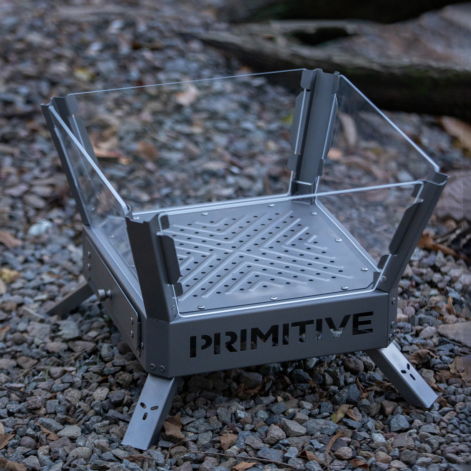 Outdoor Titanium Metal Fire Table Outdoor Camping Style Firewood Stove Heating Stove Portable Folding Bonfire Stand Quartz Glass