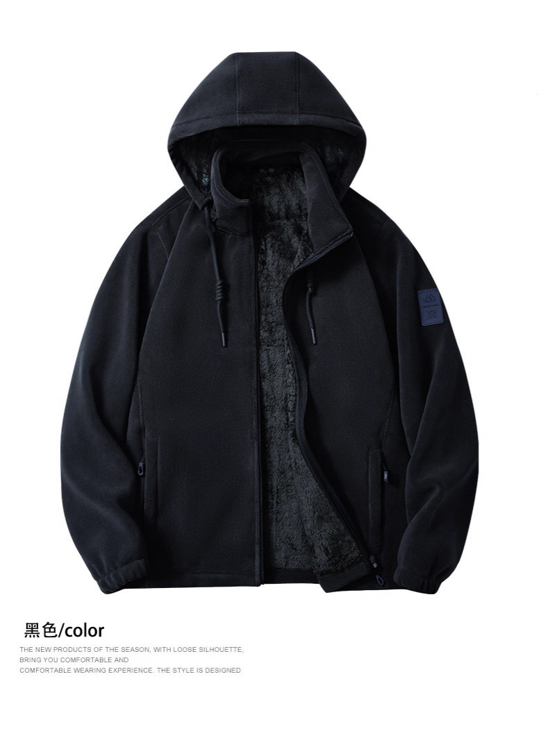 Double-Sided Polar Fleece Zipper Hooded Sweatshirt for Men 2025 Autumn and Winter New Style 380g Heavy Sweatshirt Men's Warm Jacket