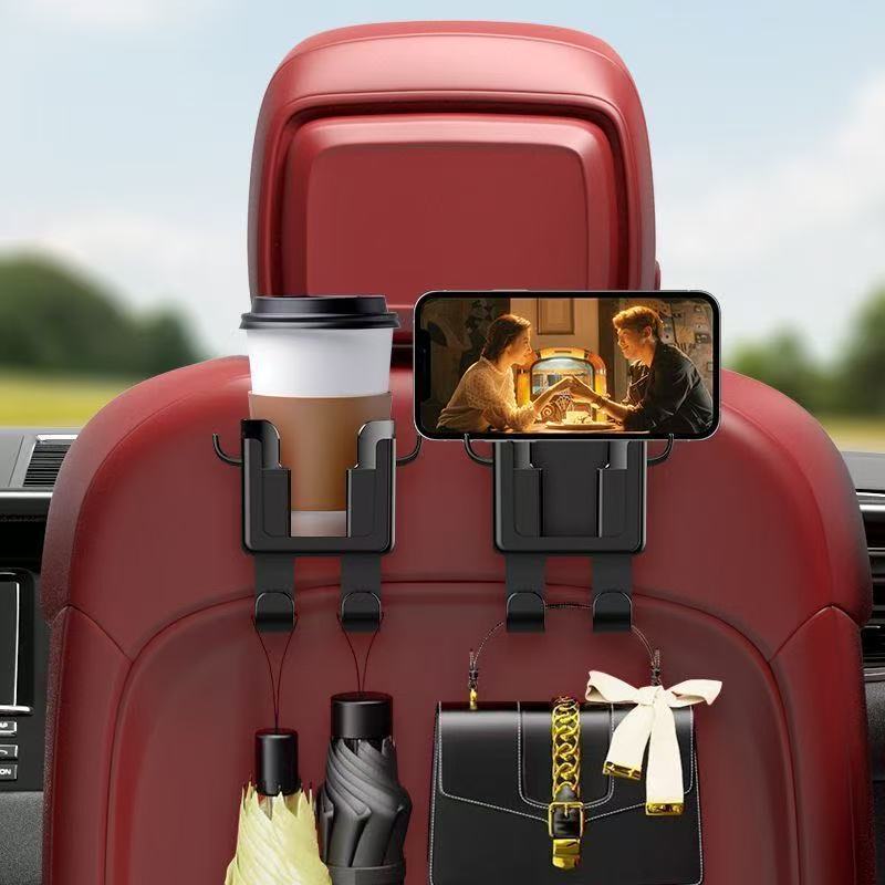 Car seat backrest rear seat hook interior supplies water cup holder mobile phone holder car seat storage cross-border