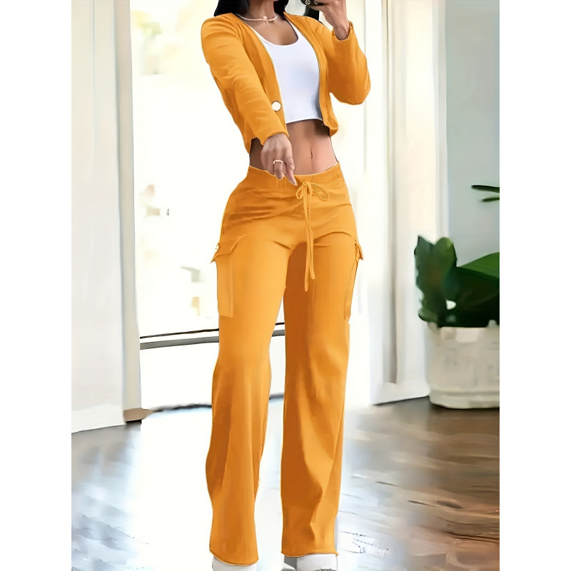 G 194 Women's Stylish Green Two-Tone Knit Cardigan & Pants