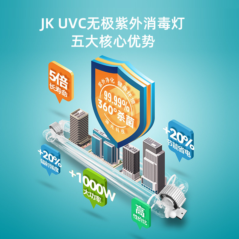 Underwater Induction Lamp Ultraviolet Germicidal Lamp Sewage Treatment Deodorization Air Purification Vuc Disinfection and Sterilization Lamp Wholesale