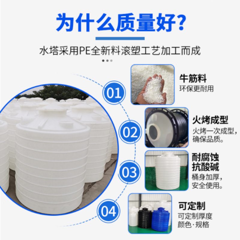 Thickened Plastic Water Tower 20 Tons Pe Water Tank 10 Tons Polyethylene Storage Tank Chemical Storage Liquid Plastic Vat