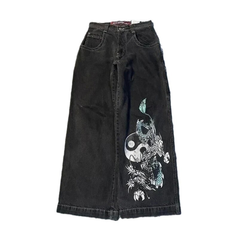 Cross-border E-commerce JNCO Y2K Loose Jeans Men's Retro Embroidered Hip Hop Street Harajuku Men's Wide Leg Pants