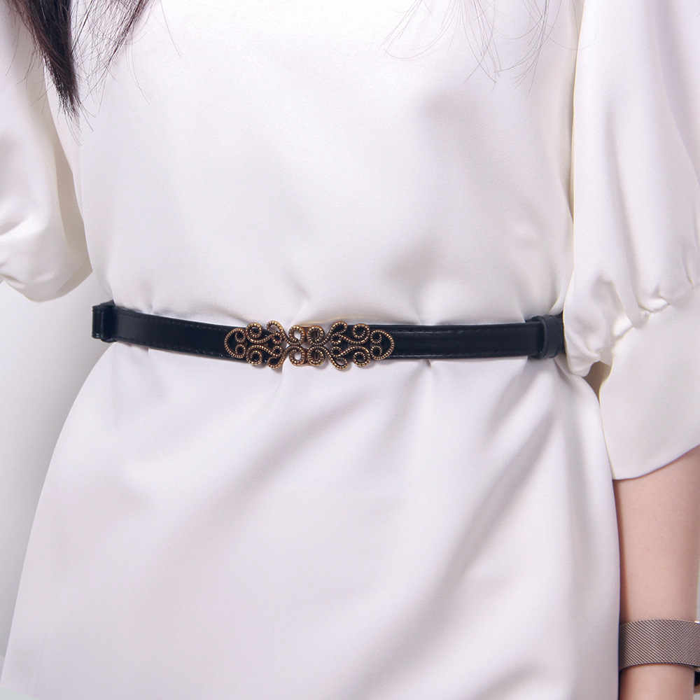 Cross-border Supply Amazon Vintage Thin Belt Women's Decorative Buckle Thin Belt Joker Adjustable Dress