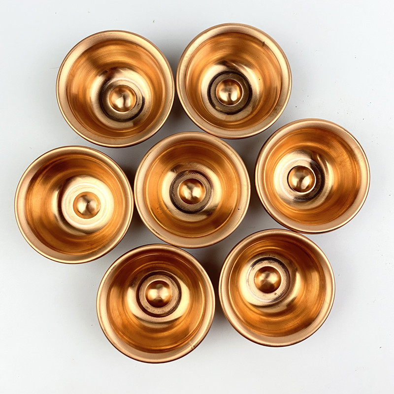 Copper Water Supply Bowl Water Purification Cup Sacred Water Cup Seven Cup Copper Brass Multi-size Desktop Ornaments