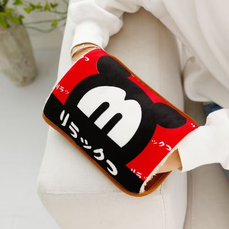 Factory wholesale rechargeable hot water bag cute cartoon hand warmer double hand warmer water bag spot European standard round plug foreign trade