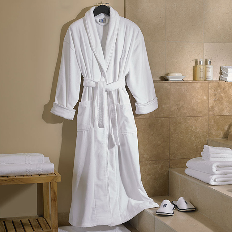 Hotel Cotton Cut Velvet Terry Cloth Bathrobe for Men and Women Thickeneded Pure Cotton Soft Hotel Waffle Bathrobe