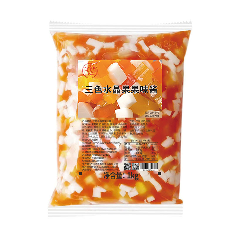 Three-Color Crystal Coconut Fruit Commercial No-Cook Ready-To-Eat Milk Tea Ingredients Popular Sugar Water Dessert Ingredients Bagged