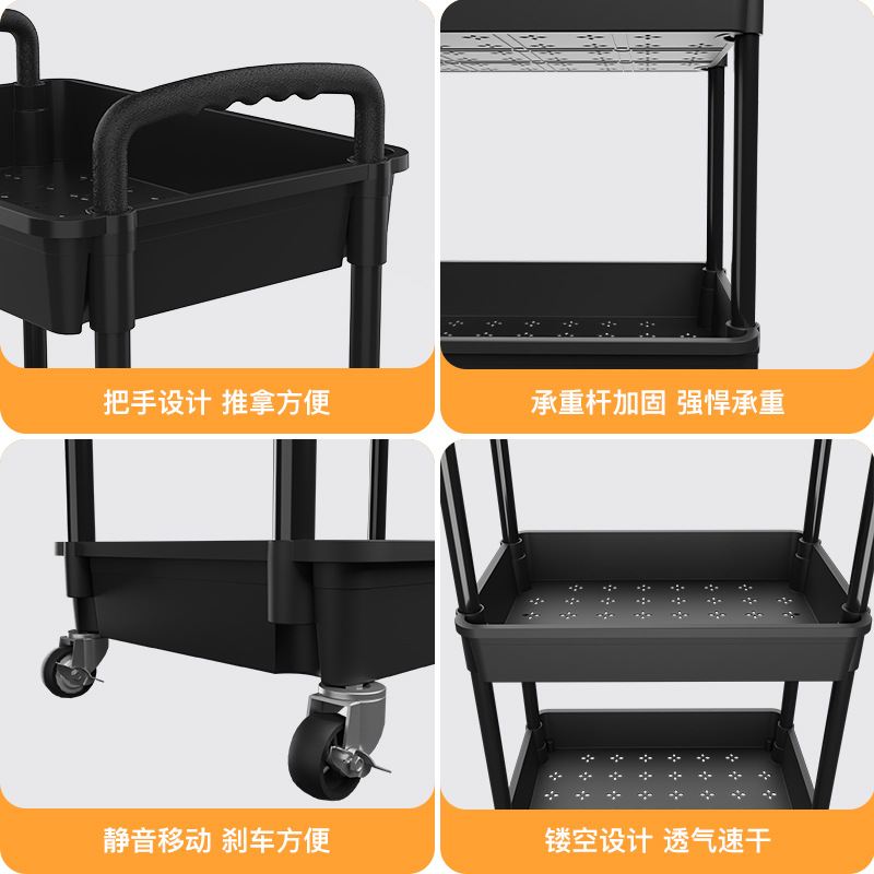 Cross-border new portable storage rack multi-functional living room kitchen bedroom mobile rack snack trolley storage rack
