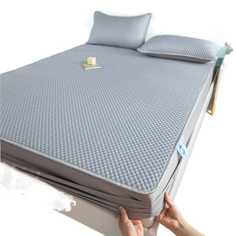 Class a Cool Bean Ice Silk Mat Bed Sheet Summer Ice Silk Mat Three-Piece Set Machine Washable Soft Foldableing Mat Bag
